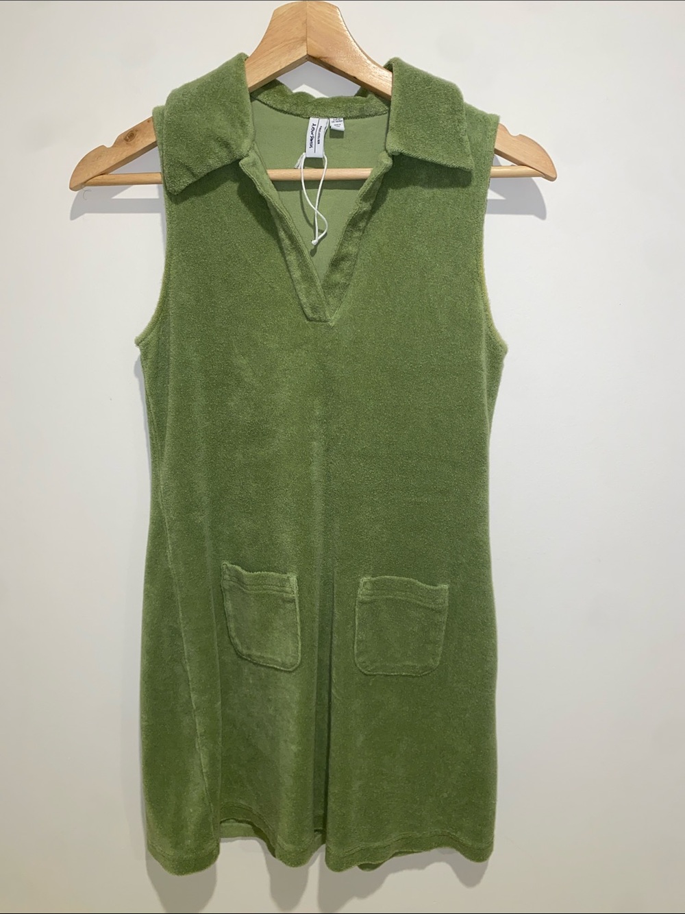 & Other Stories Olive Green Terry Polo Mini Dress